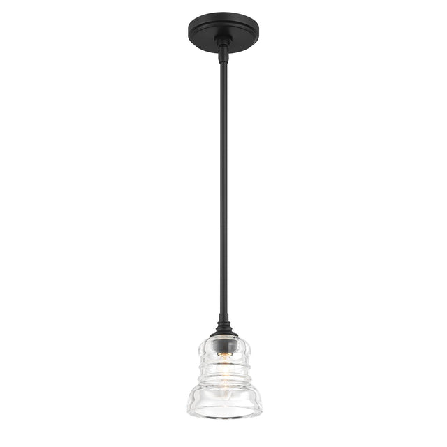 Crystorama Gregory 1 Light Matte Black Mini Pendant