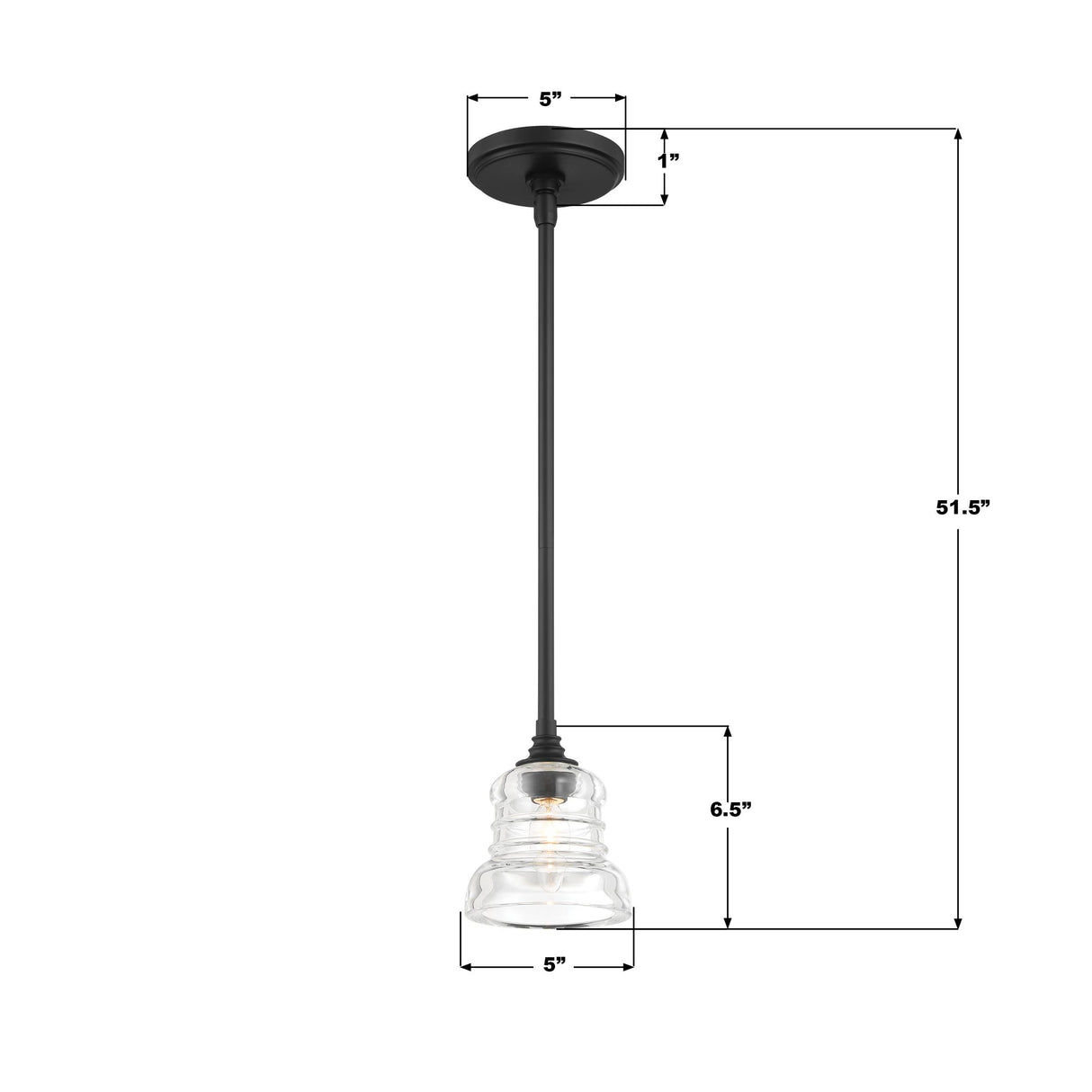 Crystorama Gregory 1 Light Matte Black Mini Pendant