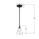 Crystorama Gregory 1 Light Matte Black Mini Pendant