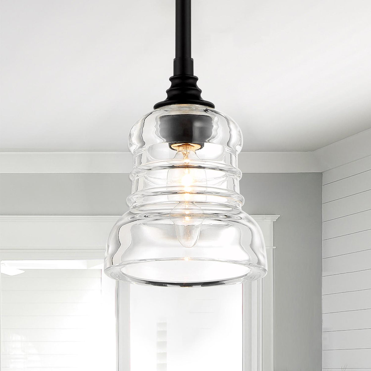 Crystorama Gregory 1 Light Matte Black Mini Pendant