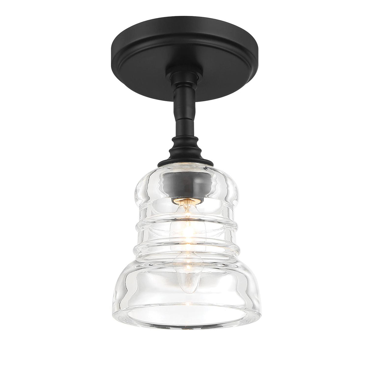 Crystorama Gregory 1 Light Matte Black Semi Flush Mount