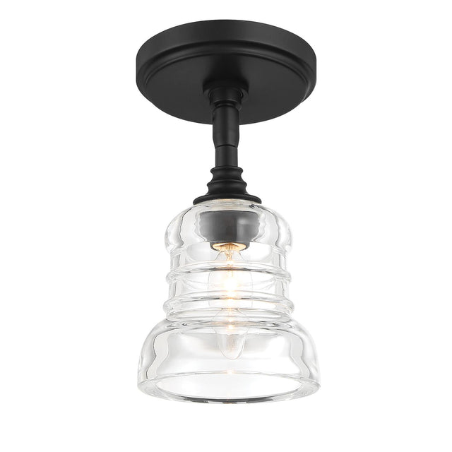 Crystorama Gregory 1 Light Matte Black Semi Flush Mount