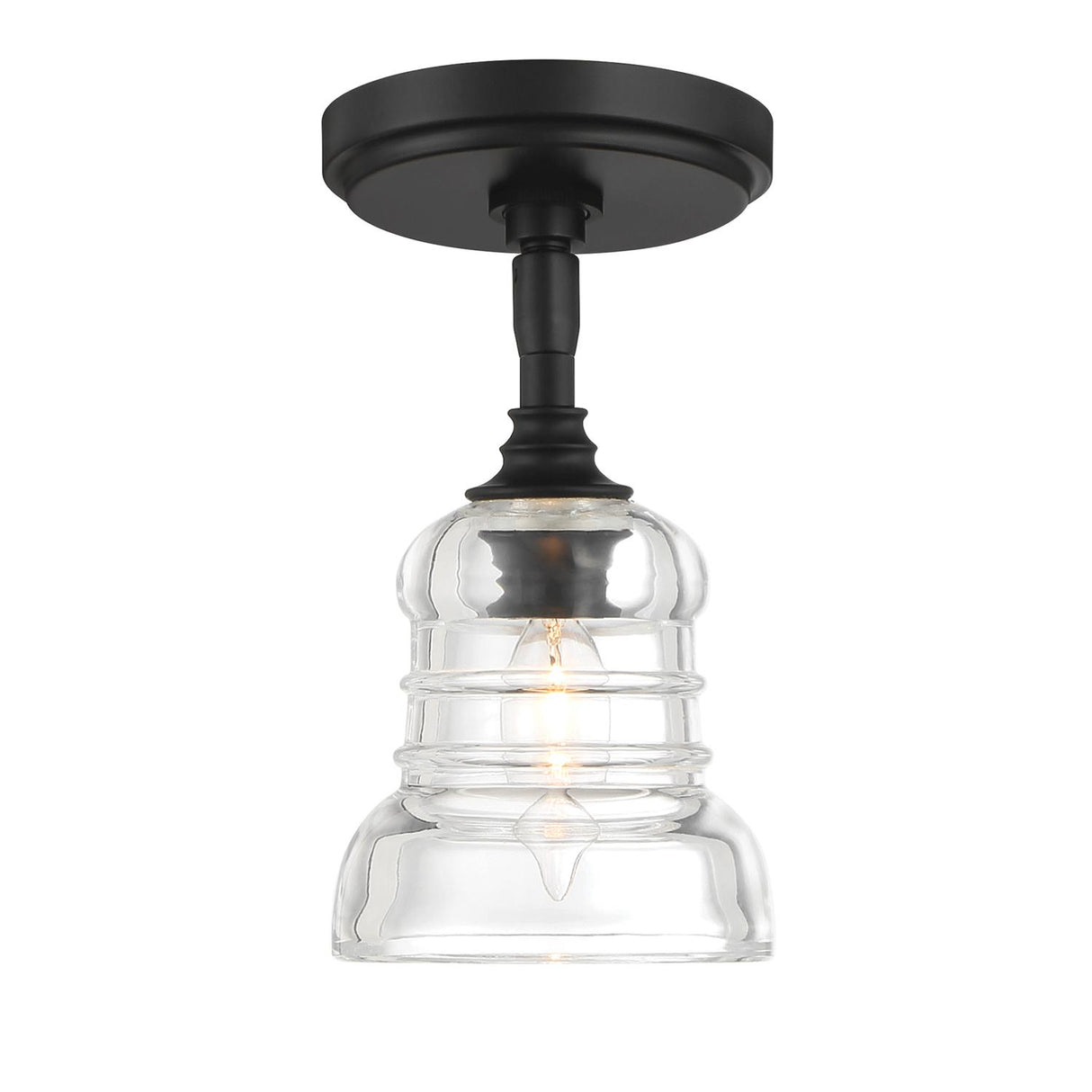 Crystorama Gregory 1 Light Matte Black Semi Flush Mount