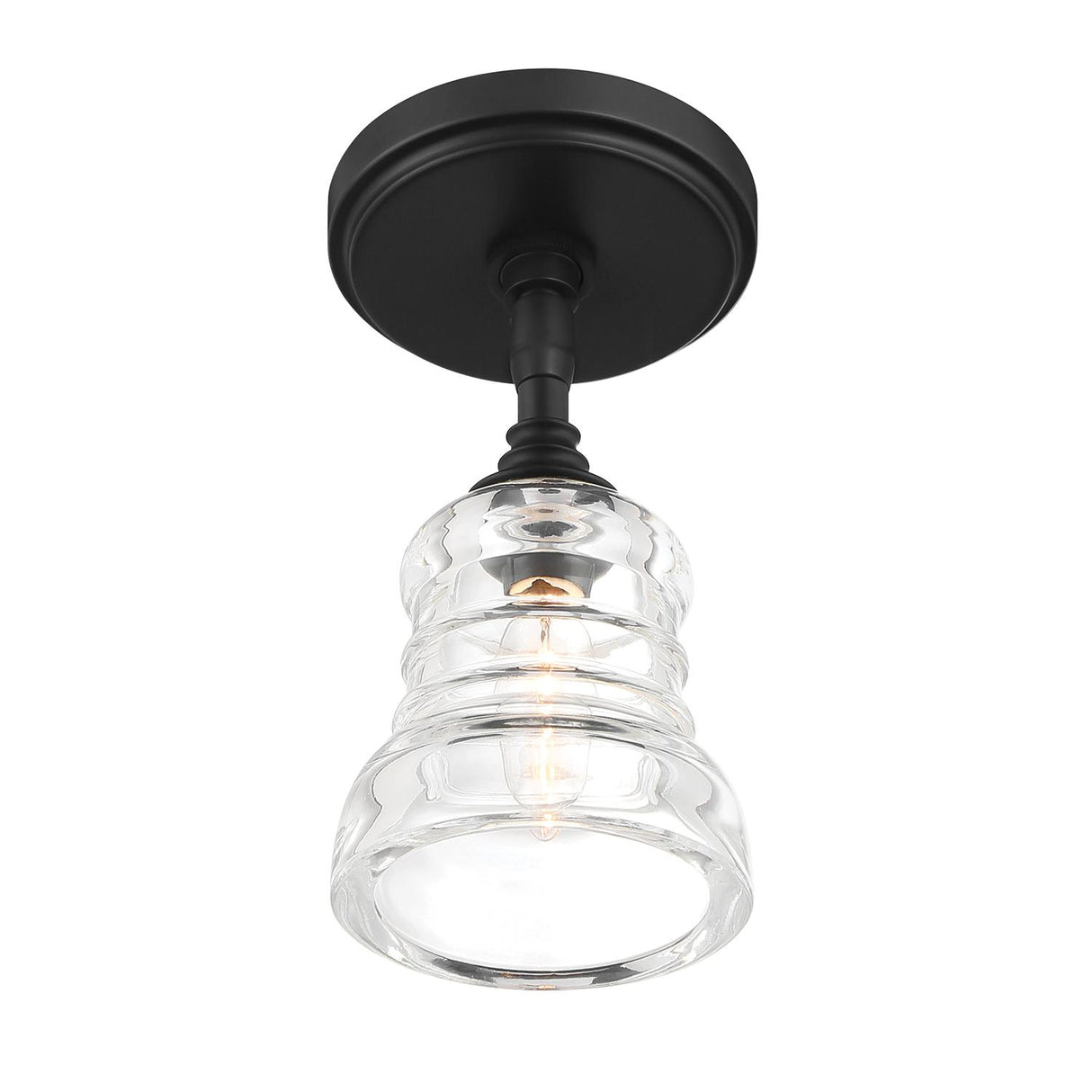 Crystorama Gregory 1 Light Matte Black Semi Flush Mount