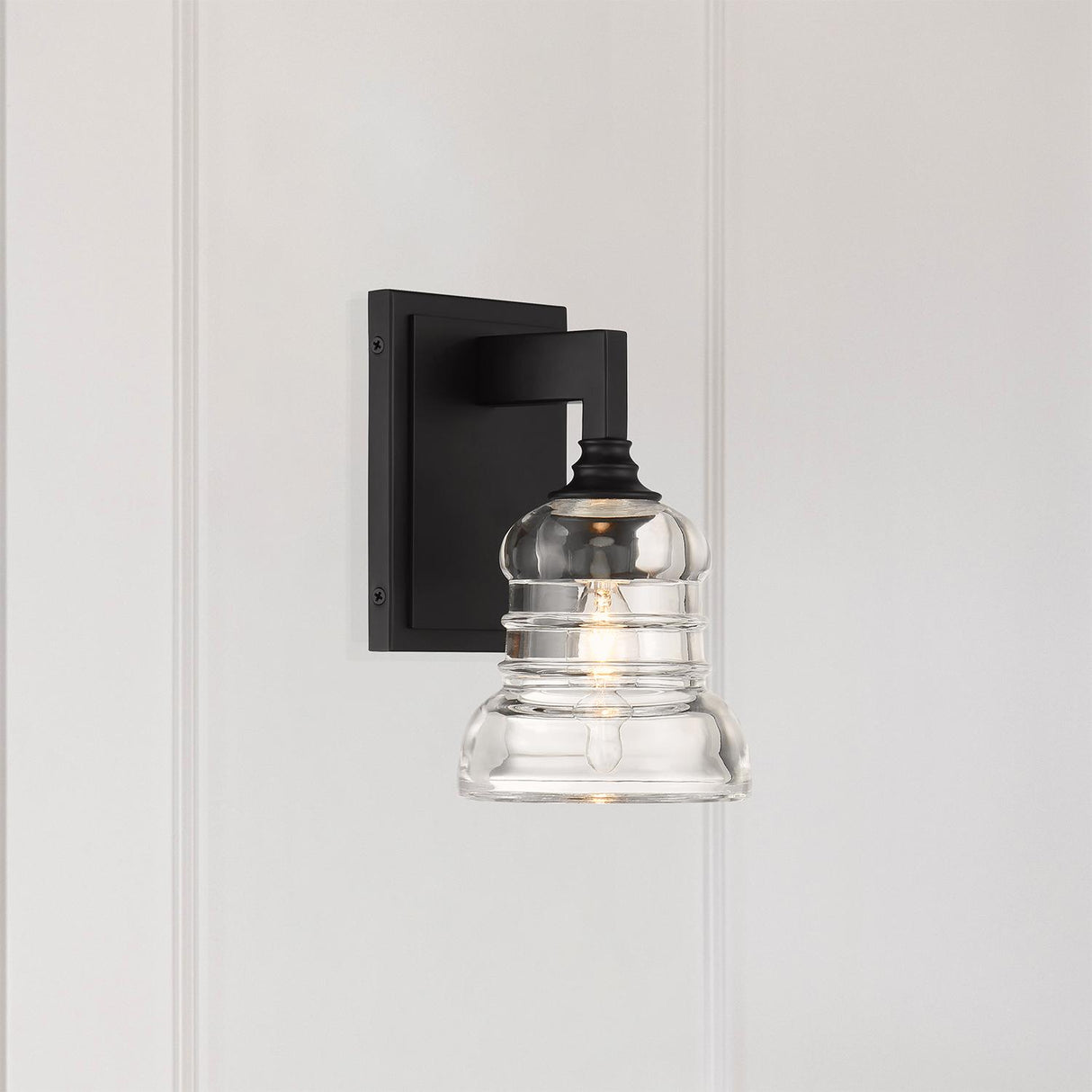 Crystorama Gregory 1 Light Matte Black Sconce