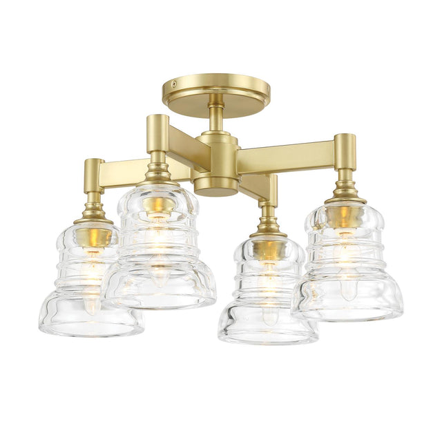Crystorama Gregory 4 Light Aged Brass Semi Flush Mount