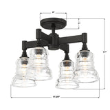 Crystorama Gregory 4 Light Matte Black Semi Flush Mount