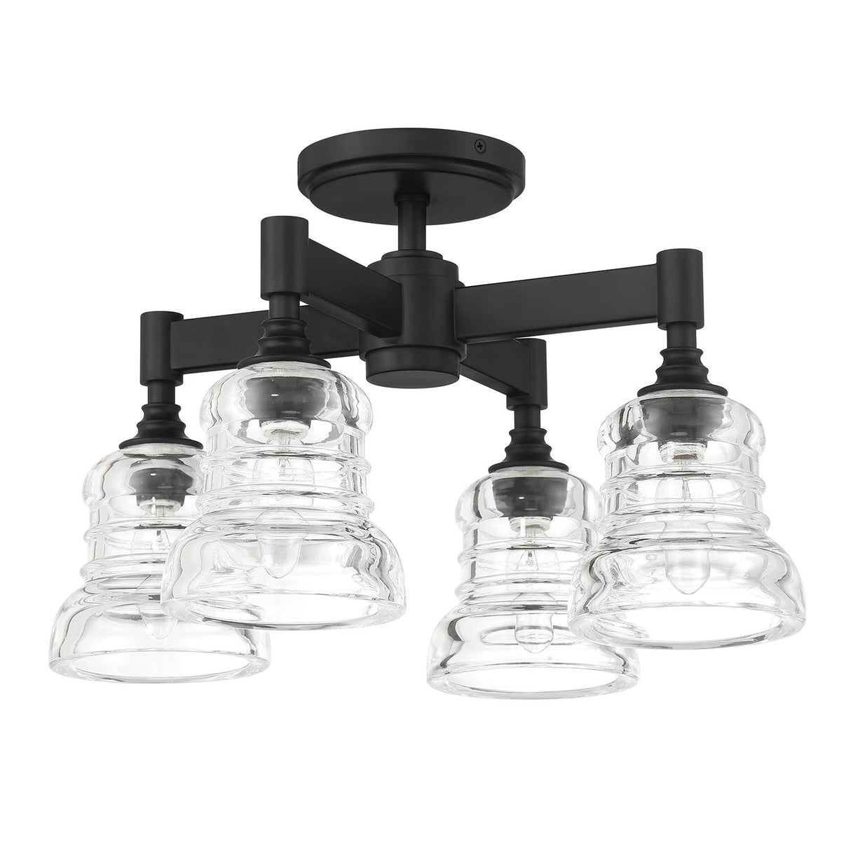 Crystorama Gregory 4 Light Matte Black Semi Flush Mount