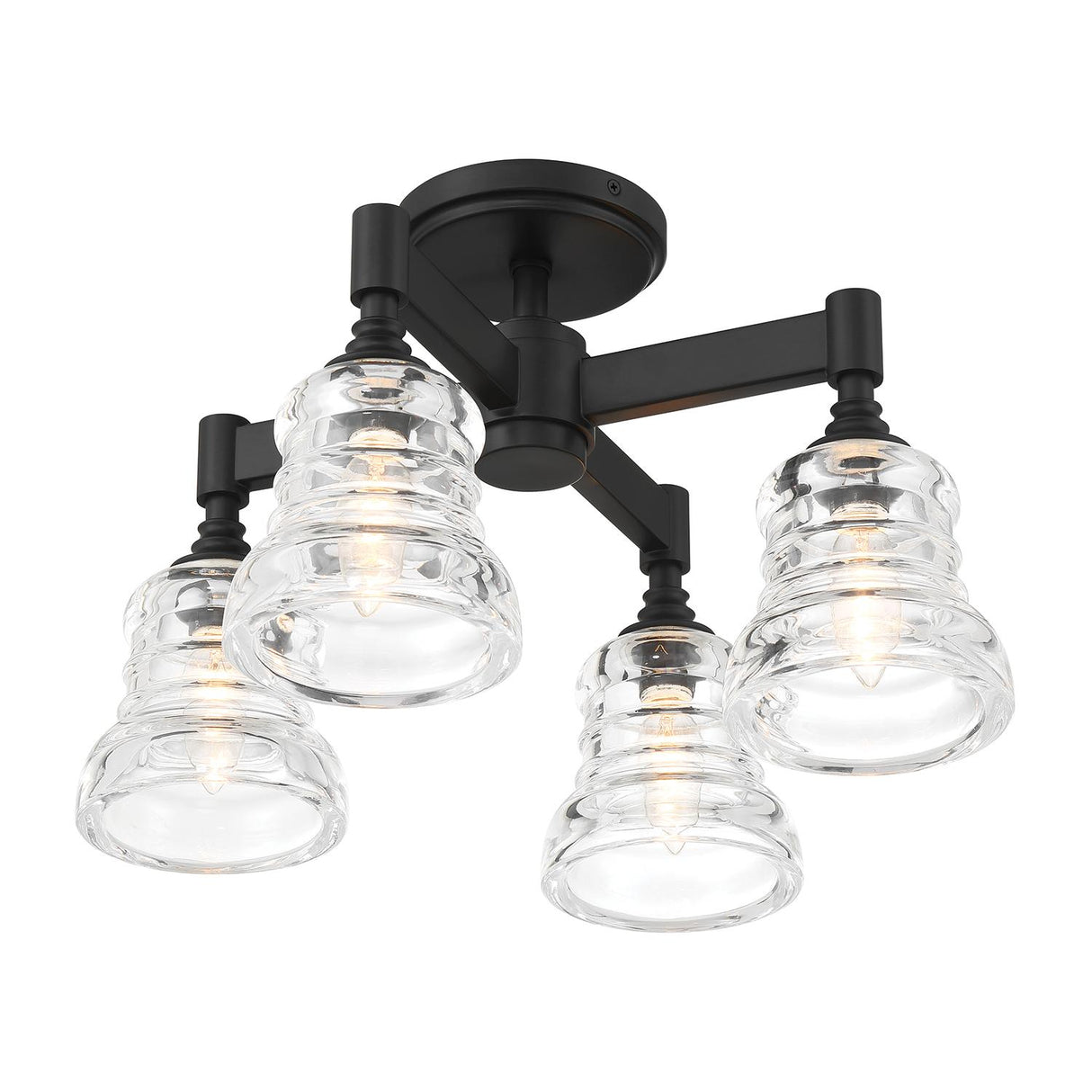 Crystorama Gregory 4 Light Matte Black Semi Flush Mount