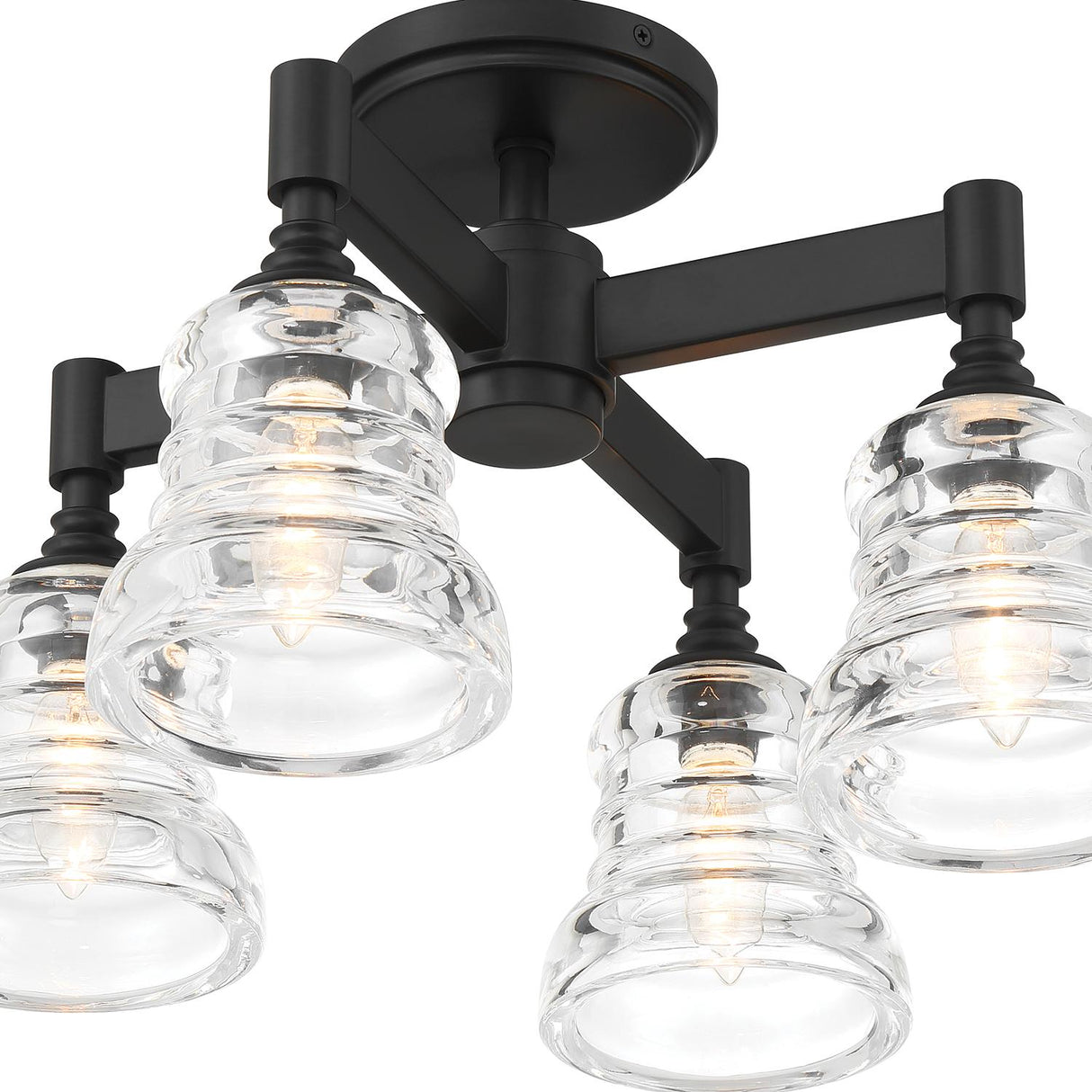 Crystorama Gregory 4 Light Matte Black Semi Flush Mount