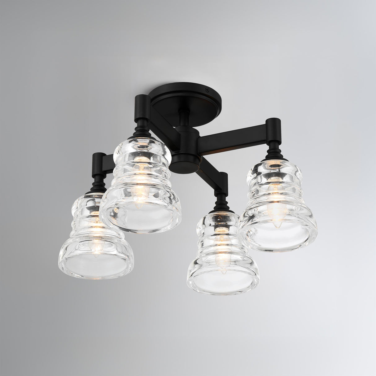 Crystorama Gregory 4 Light Matte Black Semi Flush Mount