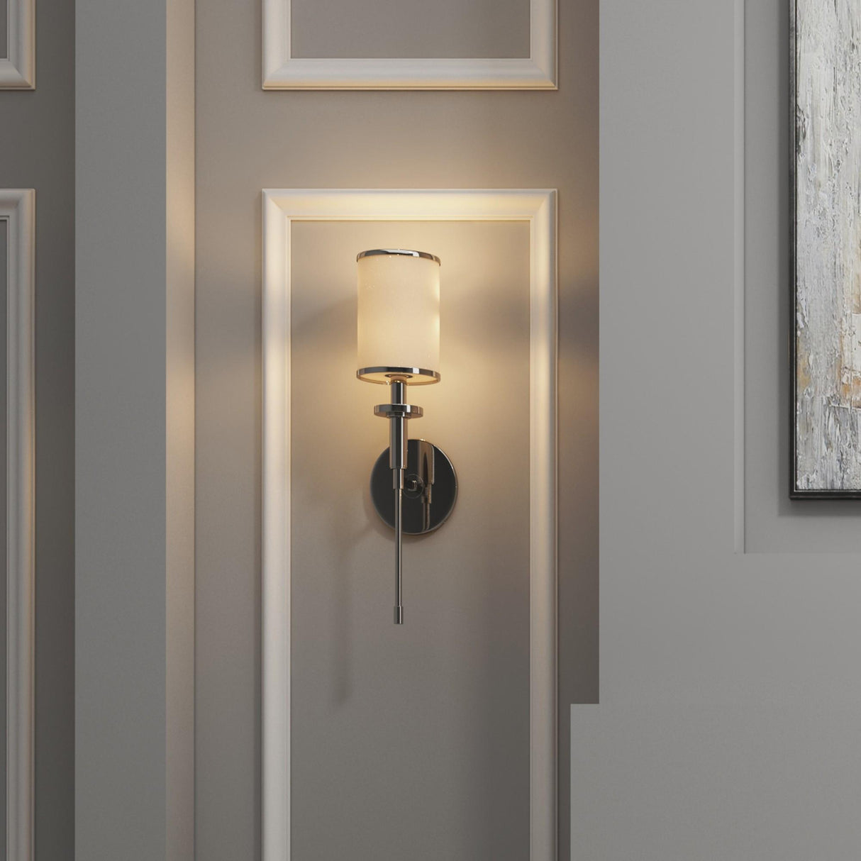 Crystorama Hatfield 1 Light Polished Nickel Sconce
