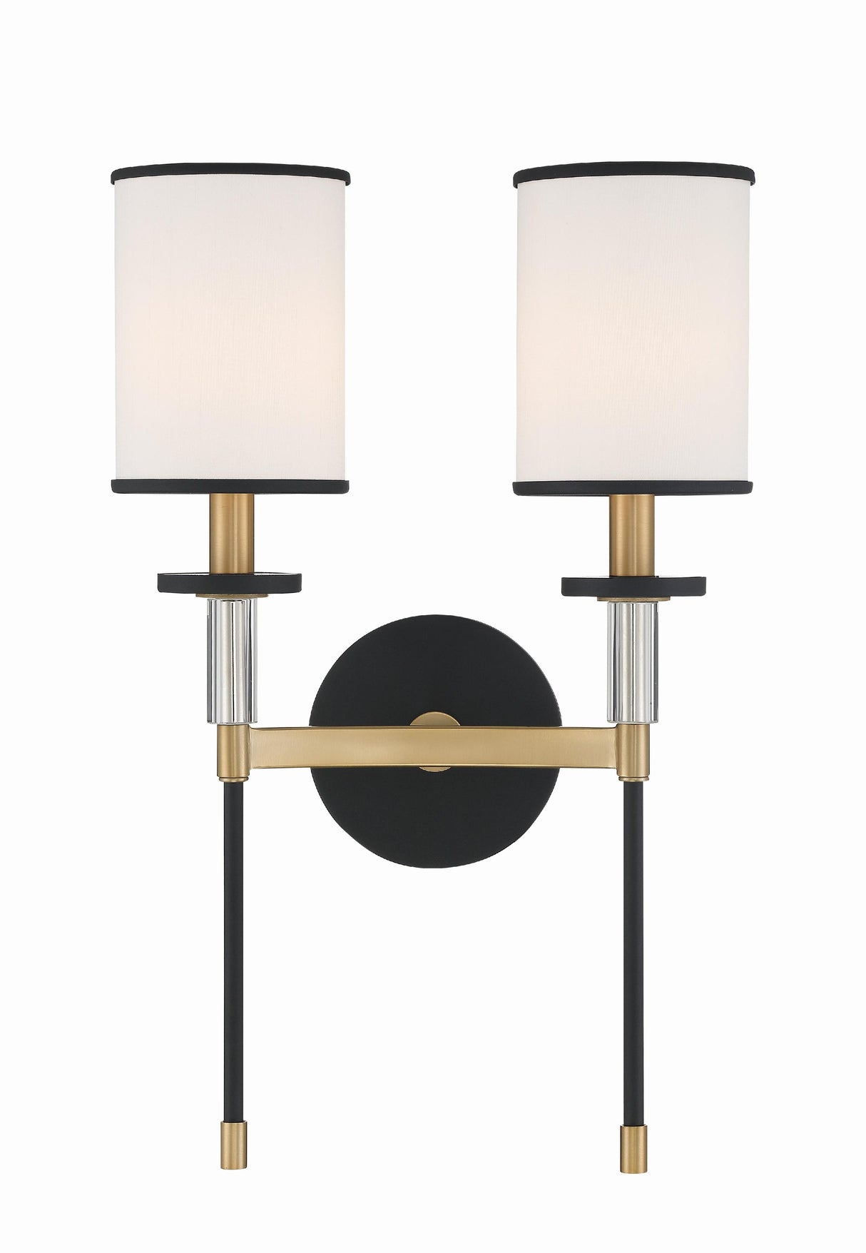 Crystorama Hatfield 2 Light Black Forged + Vibrant Gold Sconce