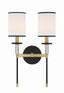 Crystorama Hatfield 2 Light Black Forged + Vibrant Gold Sconce