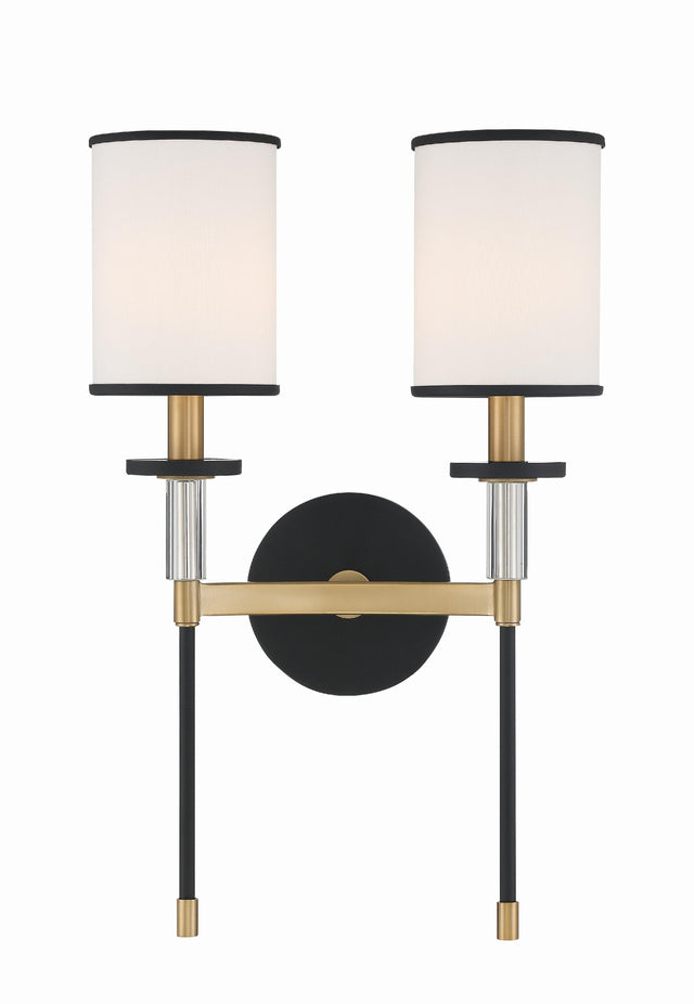 Crystorama Hatfield 2 Light Black Forged + Vibrant Gold Sconce
