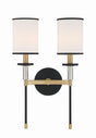 Crystorama Hatfield 2 Light Black Forged + Vibrant Gold Sconce