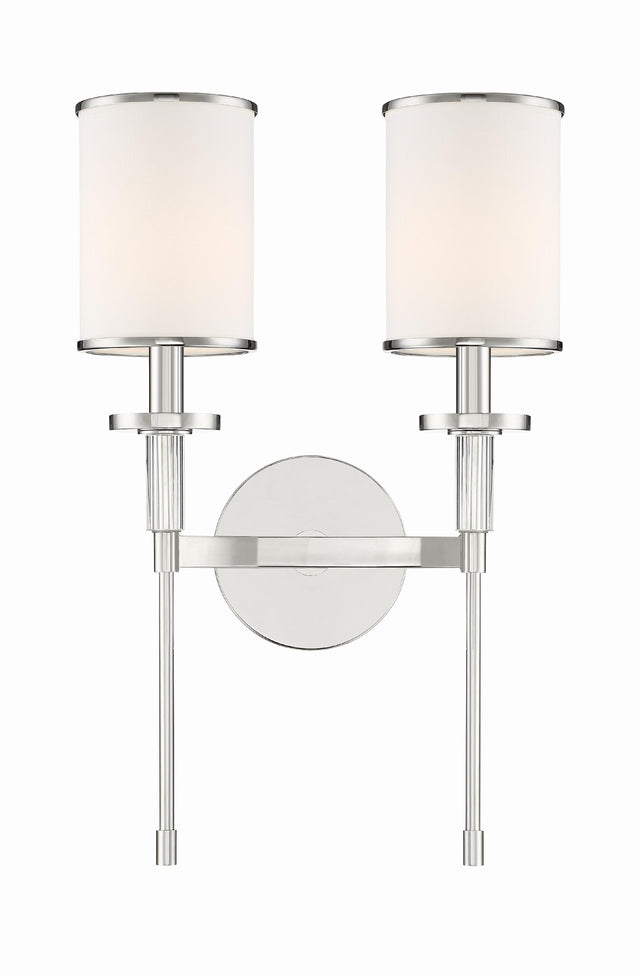 Crystorama Hatfield 2 Light Polished Nickel Sconce