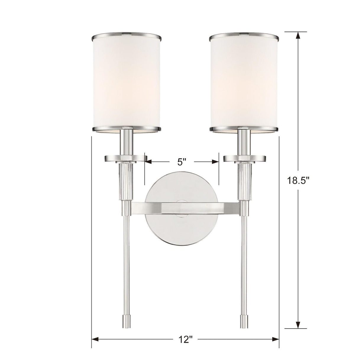 Crystorama Hatfield 2 Light Polished Nickel Sconce