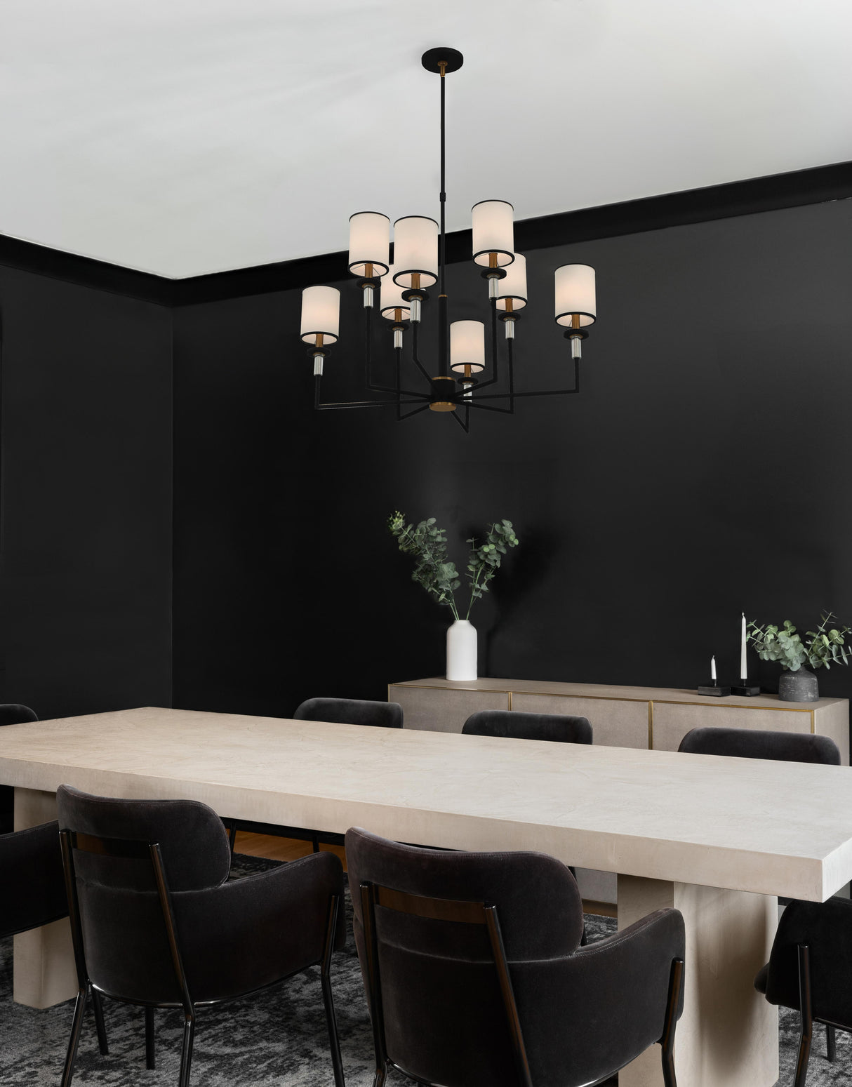 Crystorama Hatfield 8 Light Black Forged + Vibrant Gold Chandelier