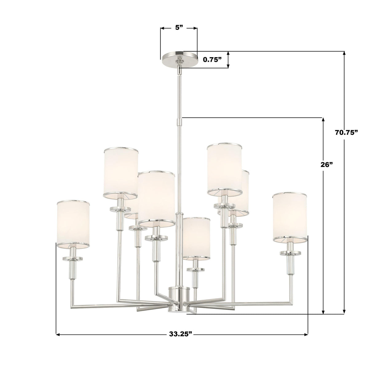 Crystorama Hatfield 8 Light Polished Nickel Chandelier