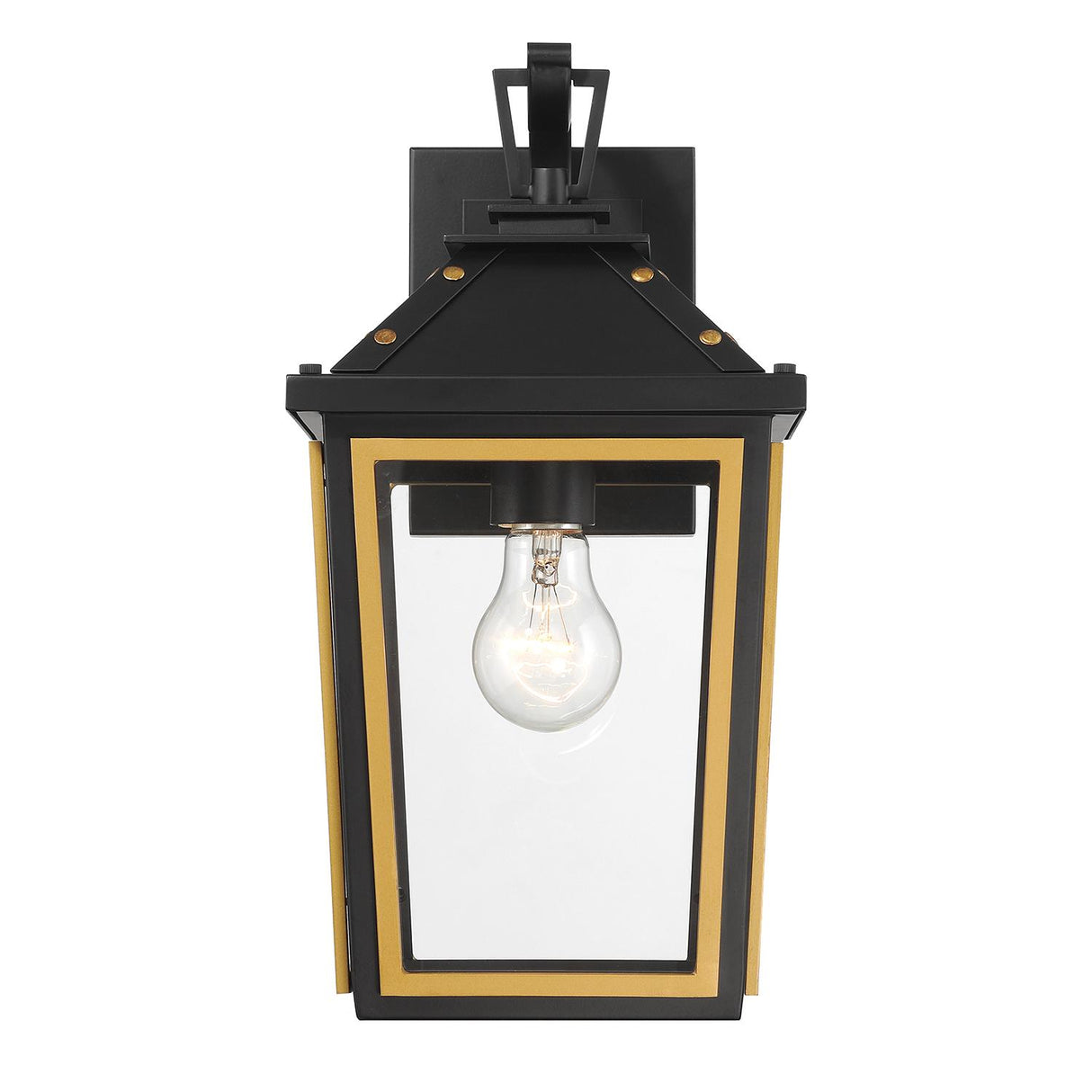 Crystorama Hawkins 1 Light Matte Black + Textured Gold Outdoor Sconce