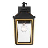 Crystorama Hawkins 1 Light Matte Black + Textured Gold Outdoor Sconce