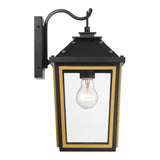 Crystorama Hawkins 1 Light Matte Black + Textured Gold Outdoor Sconce