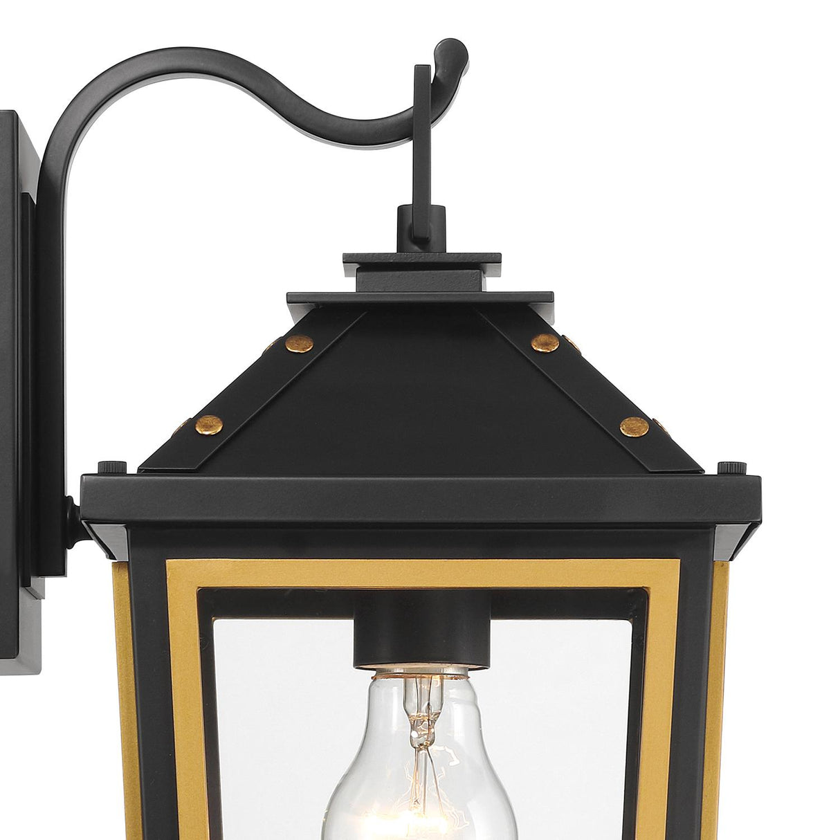 Crystorama Hawkins 1 Light Matte Black + Textured Gold Outdoor Sconce