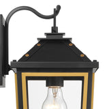 Crystorama Hawkins 1 Light Matte Black + Textured Gold Outdoor Sconce