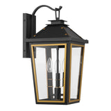Crystorama Hawkins 3 Light Matte Black + Textured Gold Outdoor Sconce