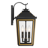 Crystorama Hawkins 3 Light Matte Black + Textured Gold Outdoor Sconce