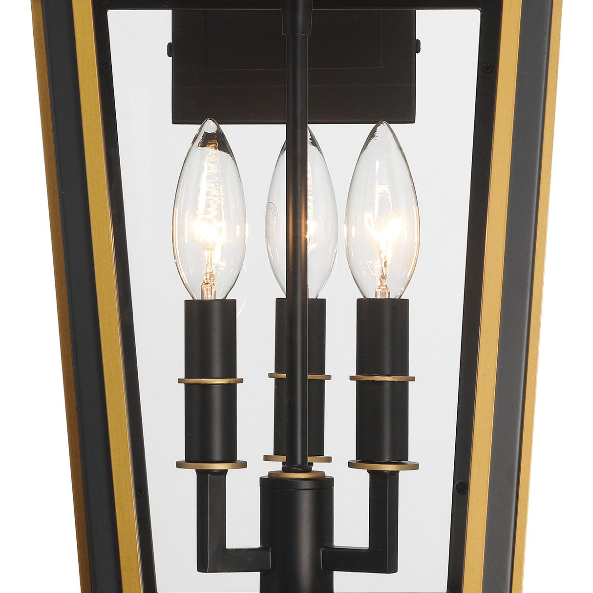 Crystorama Hawkins 3 Light Matte Black + Textured Gold Outdoor Sconce