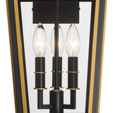 Crystorama Hawkins 3 Light Matte Black + Textured Gold Outdoor Sconce