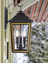 Crystorama Hawkins 3 Light Matte Black + Textured Gold Outdoor Sconce
