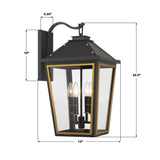 Crystorama Hawkins 4 Light Matte Black + Textured Gold Outdoor Sconce