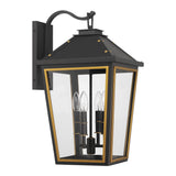 Crystorama Hawkins 4 Light Matte Black + Textured Gold Outdoor Sconce