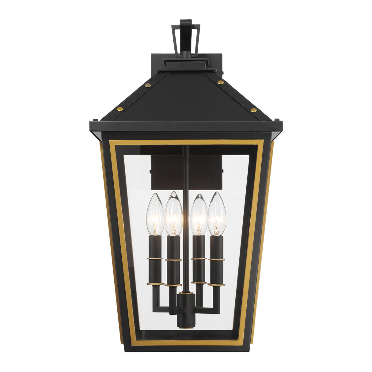 Crystorama Hawkins 4 Light Matte Black + Textured Gold Outdoor Sconce