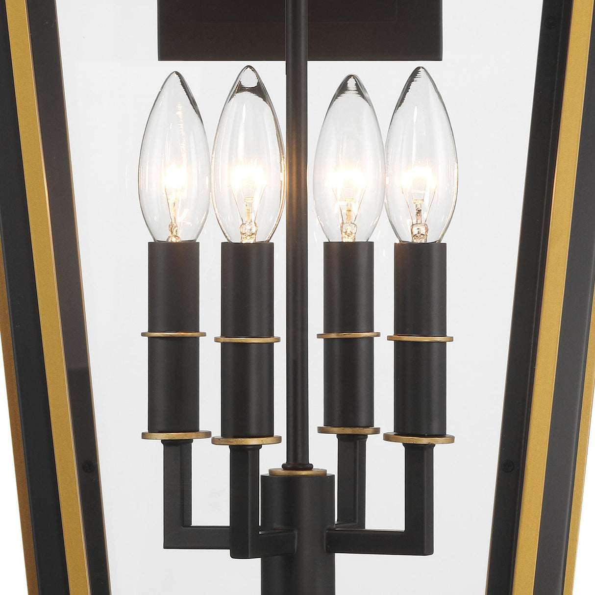Crystorama Hawkins 4 Light Matte Black + Textured Gold Outdoor Sconce