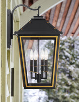 Crystorama Hawkins 4 Light Matte Black + Textured Gold Outdoor Sconce
