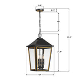 Crystorama Hawkins 4 Light Matte Black + Textured Gold Outdoor Pendant