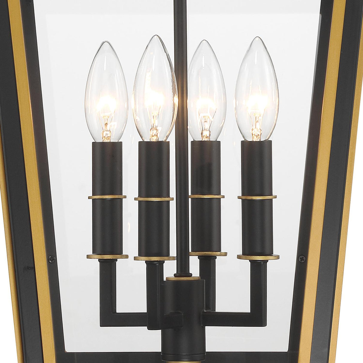 Crystorama Hawkins 4 Light Matte Black + Textured Gold Outdoor Pendant