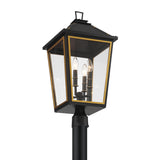 Crystorama Hawkins 4 Light Matte Black + Textured Gold Outdoor Post