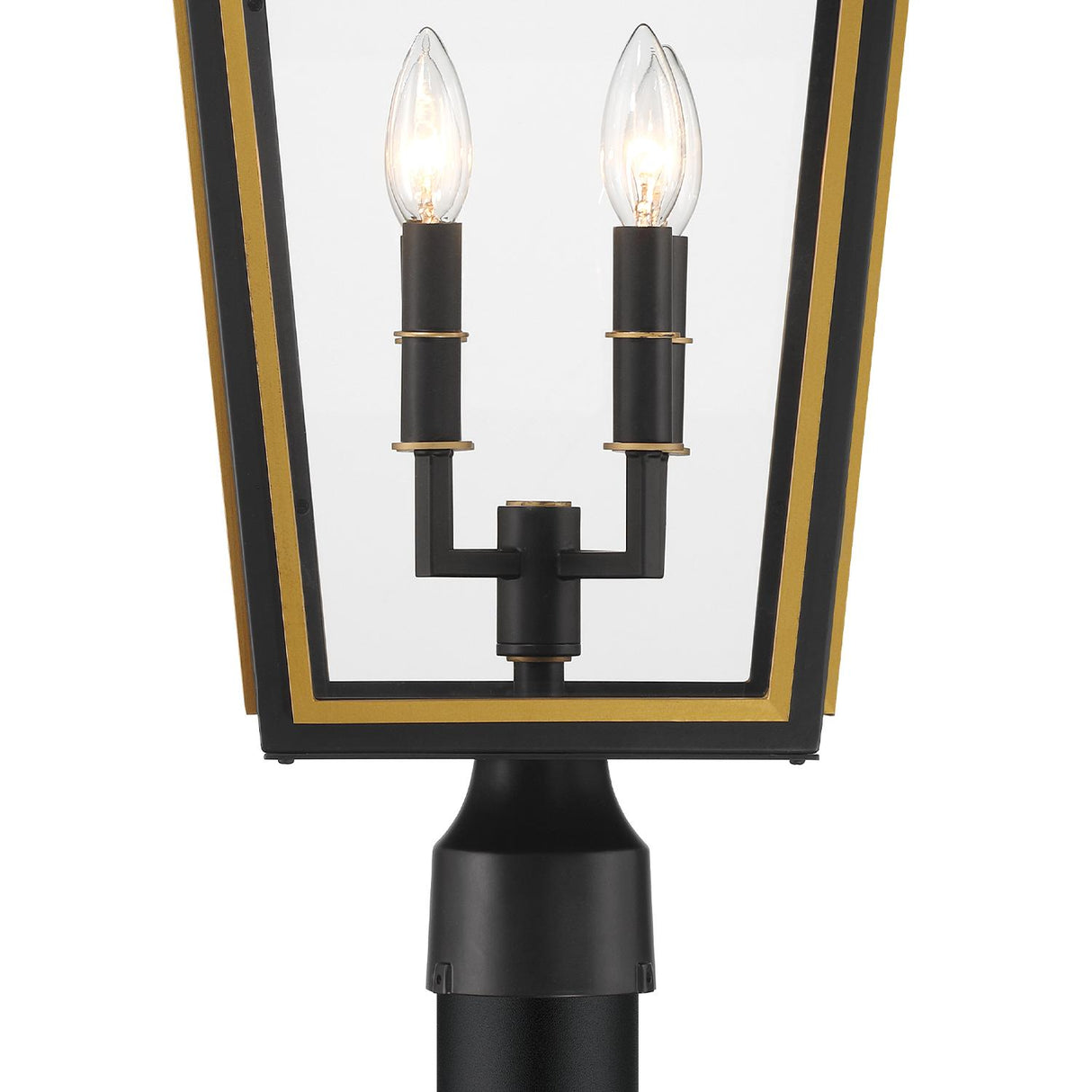 Crystorama Hawkins 4 Light Matte Black + Textured Gold Outdoor Post