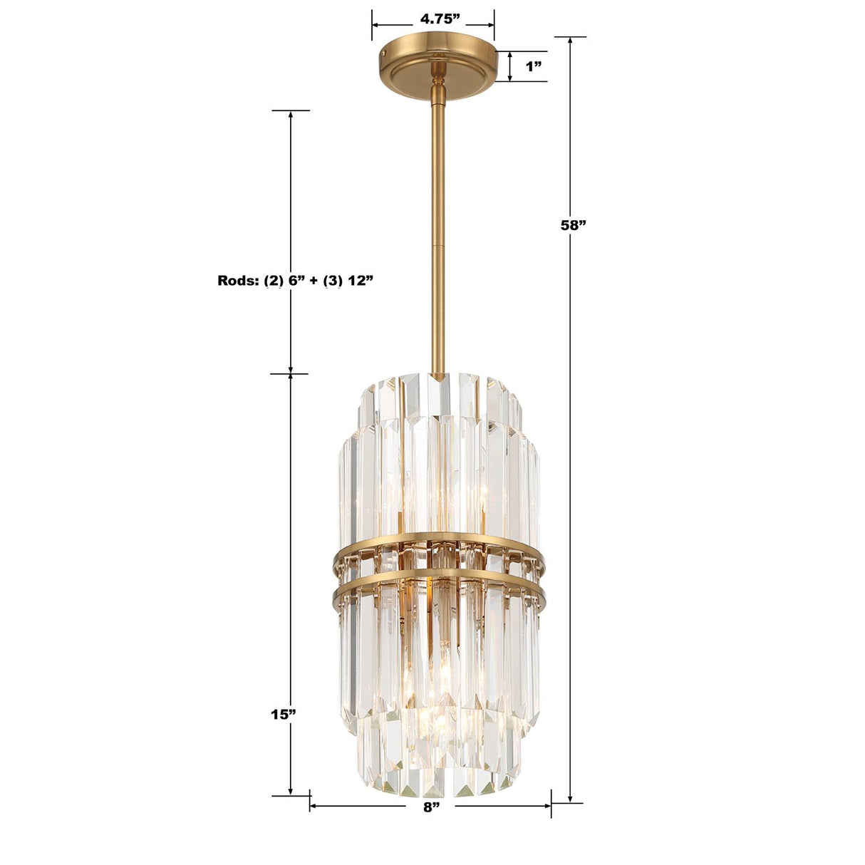 Crystorama Hayes 4 Light Aged Brass Mini Pendant
