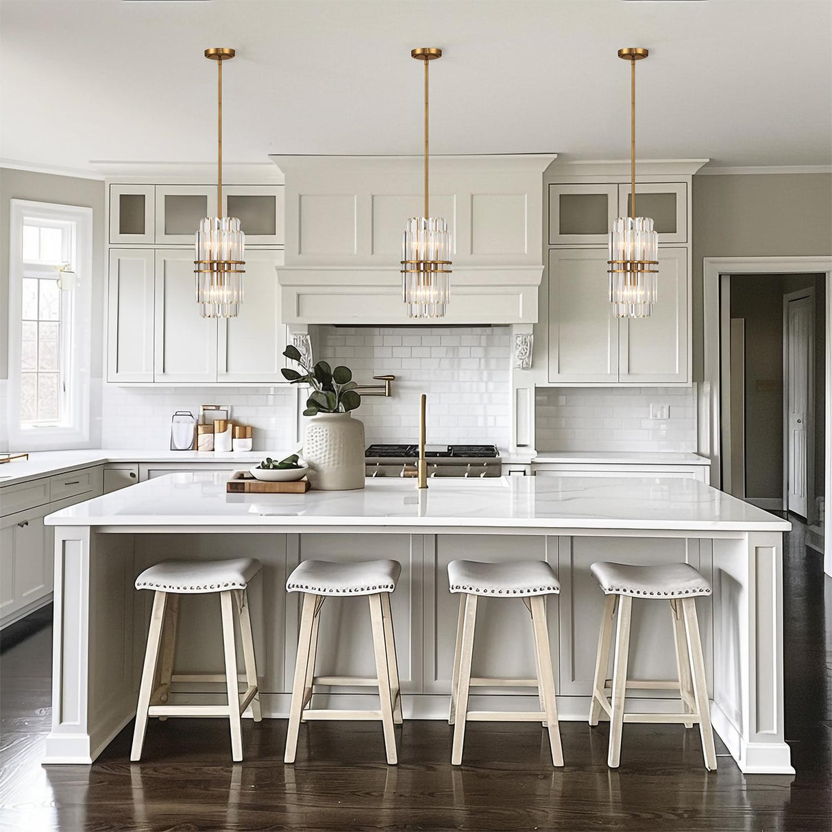 Crystorama Hayes 4 Light Aged Brass Mini Pendant