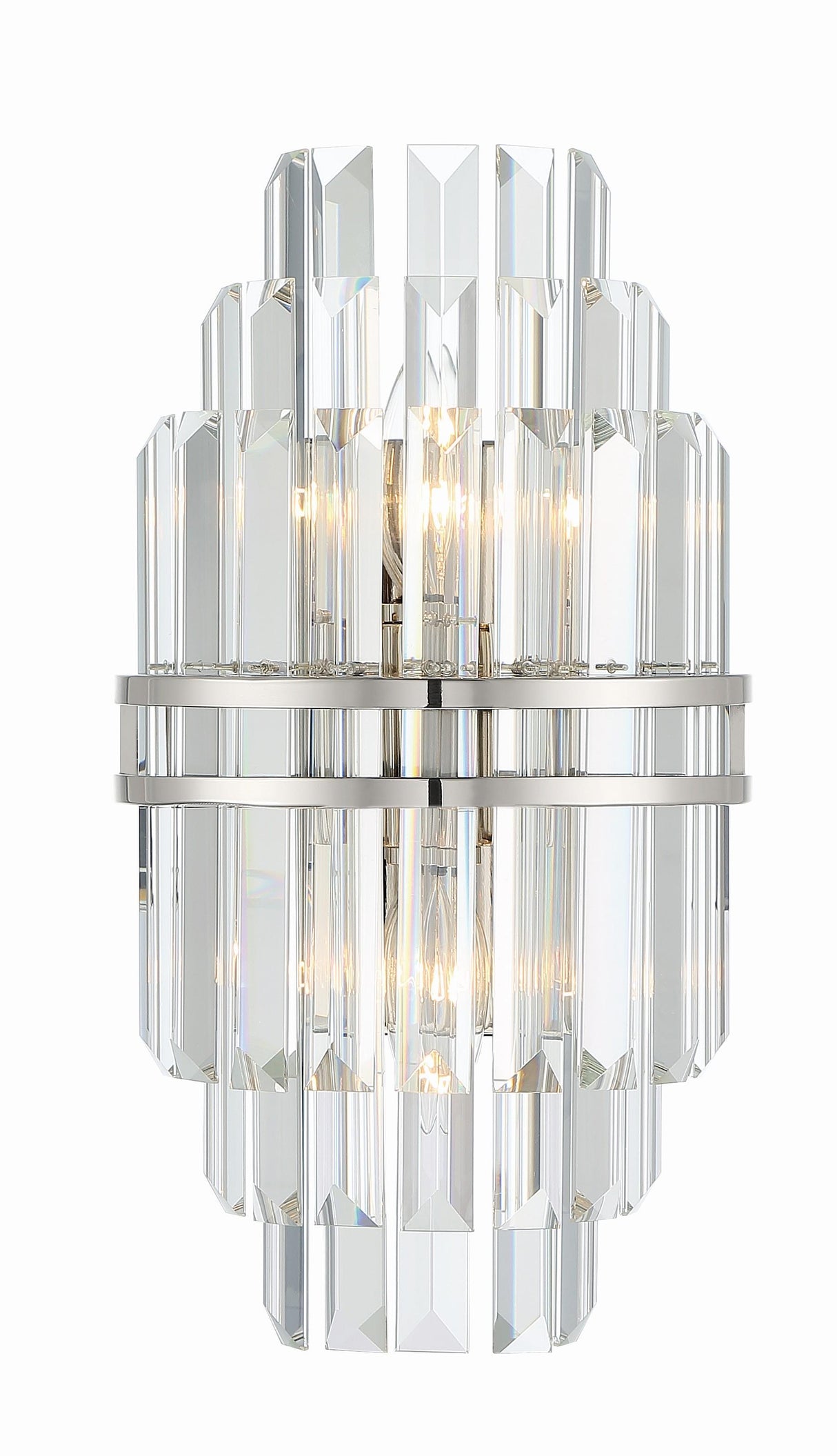Crystorama Hayes 2 Light Polished Nickel Sconce