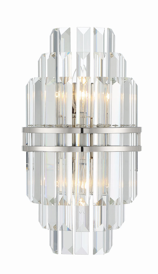 Crystorama Hayes 2 Light Polished Nickel Sconce