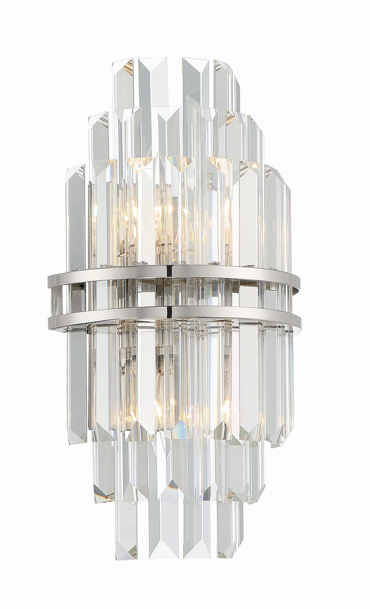 Crystorama Hayes 2 Light Polished Nickel Sconce