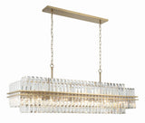 Crystorama Hayes 16 Light Aged Brass Linear Chandelier