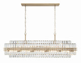 Crystorama Hayes 16 Light Aged Brass Linear Chandelier